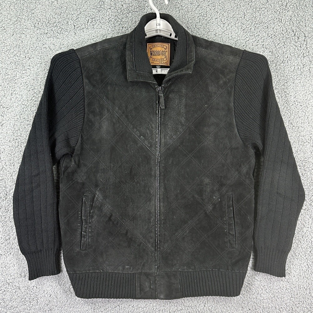 Genuine Original Windbreaker Textured Leather Jacket Mens L Black